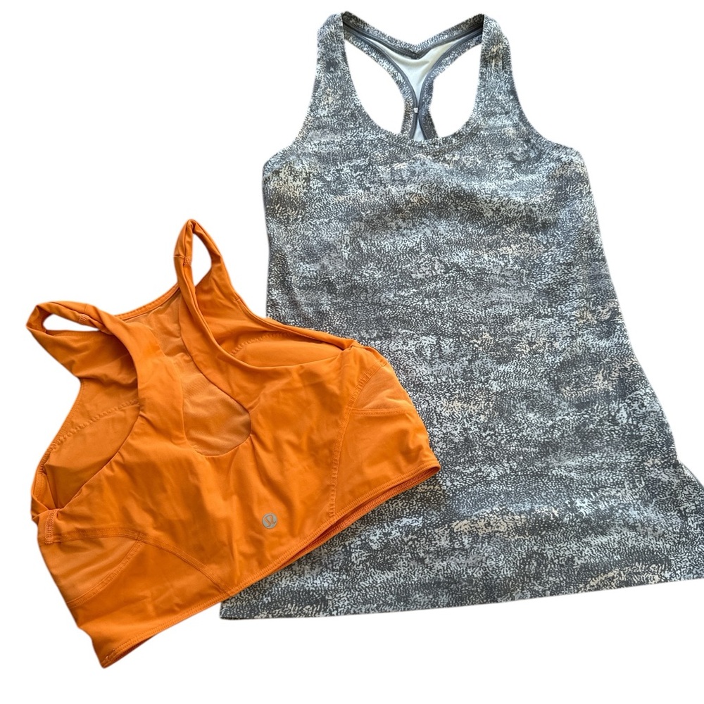lululemon Gray and Orange Tank Top and bra